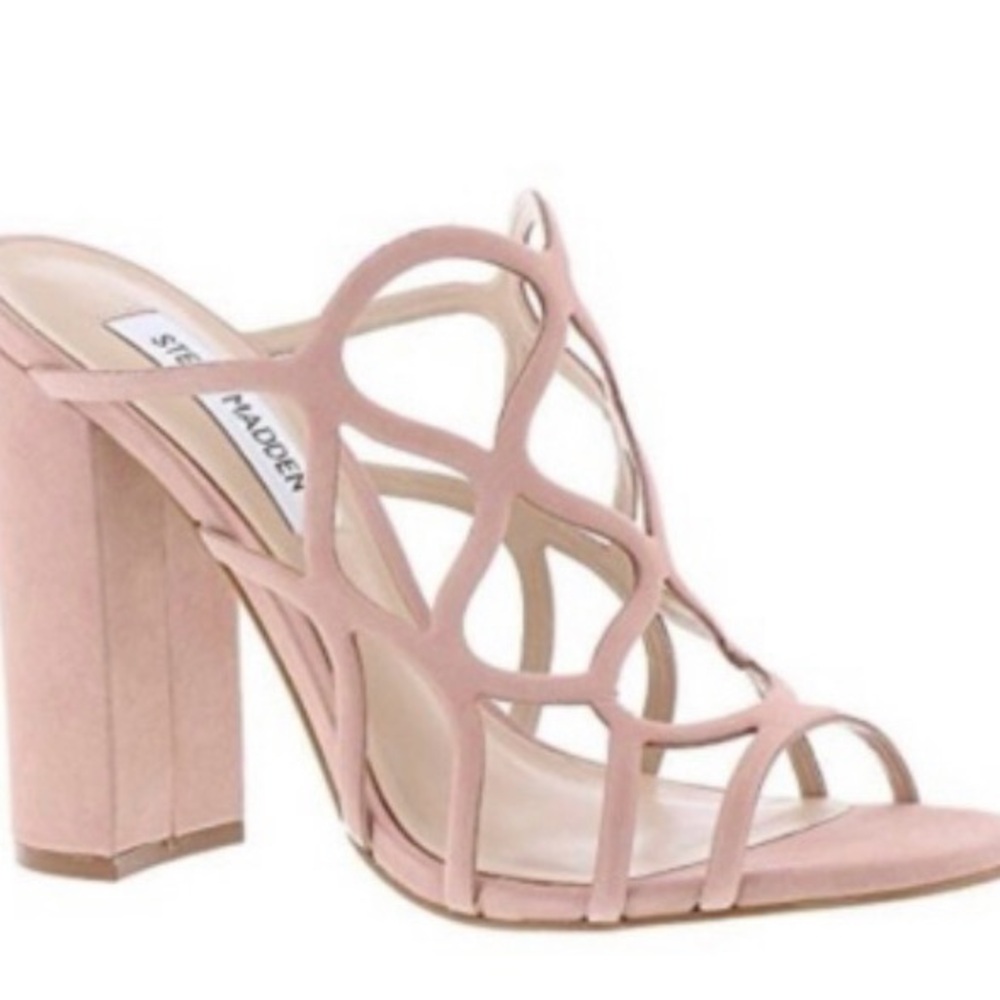 Steve Madden Pink and Cream Block Heel Sandals
